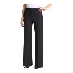 Lafayette 148 Finesse Crepe Wide Leg Dress Pants in Black Career Work Wo…